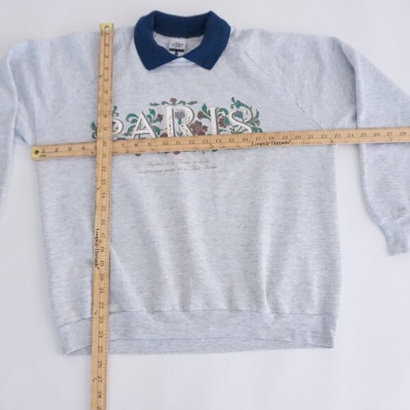 Vintage Gopher Sport Paris Sweatshirt Grey Blue Collar 90s Grandmacore French XL - Picture 3 of 10